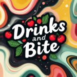 Header image for Drinks and Bite, featuring a vibrant and modern design with elements of food and beverages, complementing the sleek logo in shades of white, green, and red.